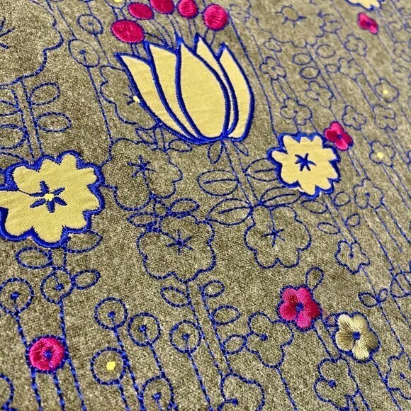 White Stuff gray skirt with embroidered flowers and little elephants, 14 - Picture 3 of 8